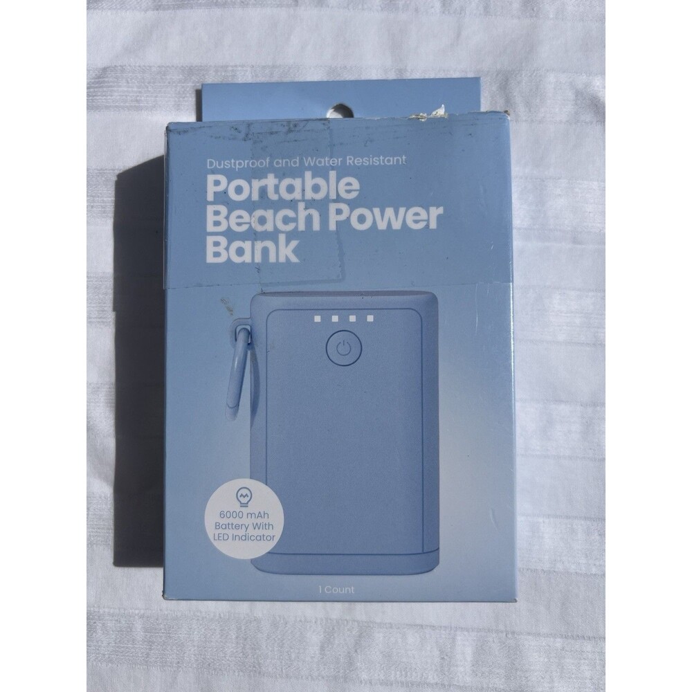 Portable Beach Power Bank 6000‎ mAh Battery With Led Indicator Water Resistant